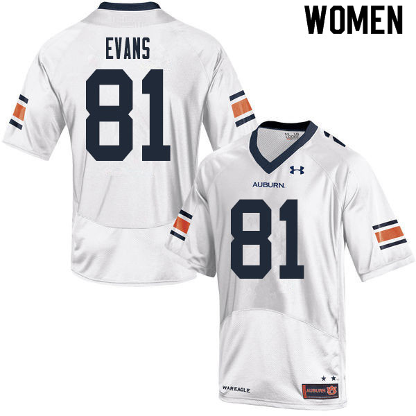 Women's Auburn Tigers #81 J.J. Evans White 2020 College Stitched Football Jersey